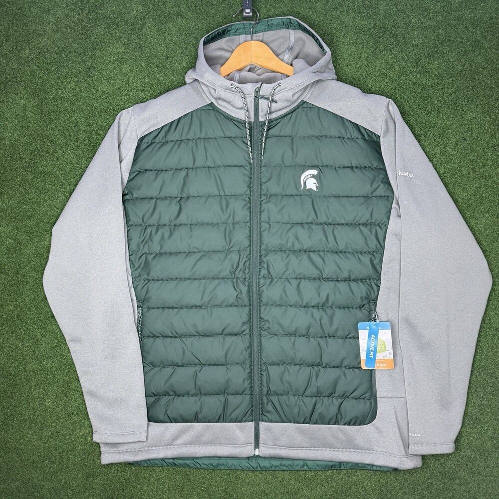 Sz XXL Columbia Michigan State Spartans Out-Shield Hybrid Full-Zip Hoodie Men's